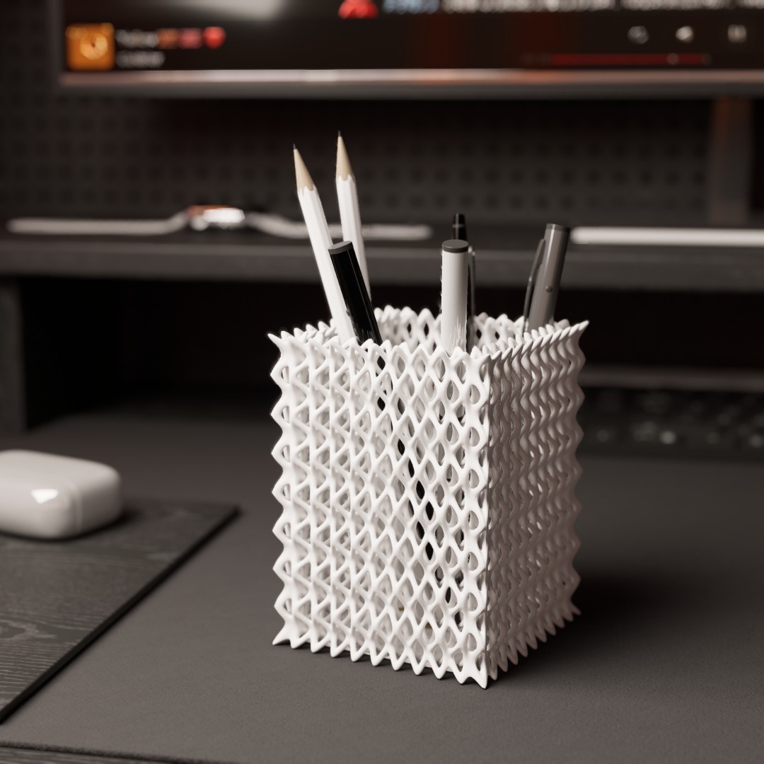 Weaving pen holder square shape